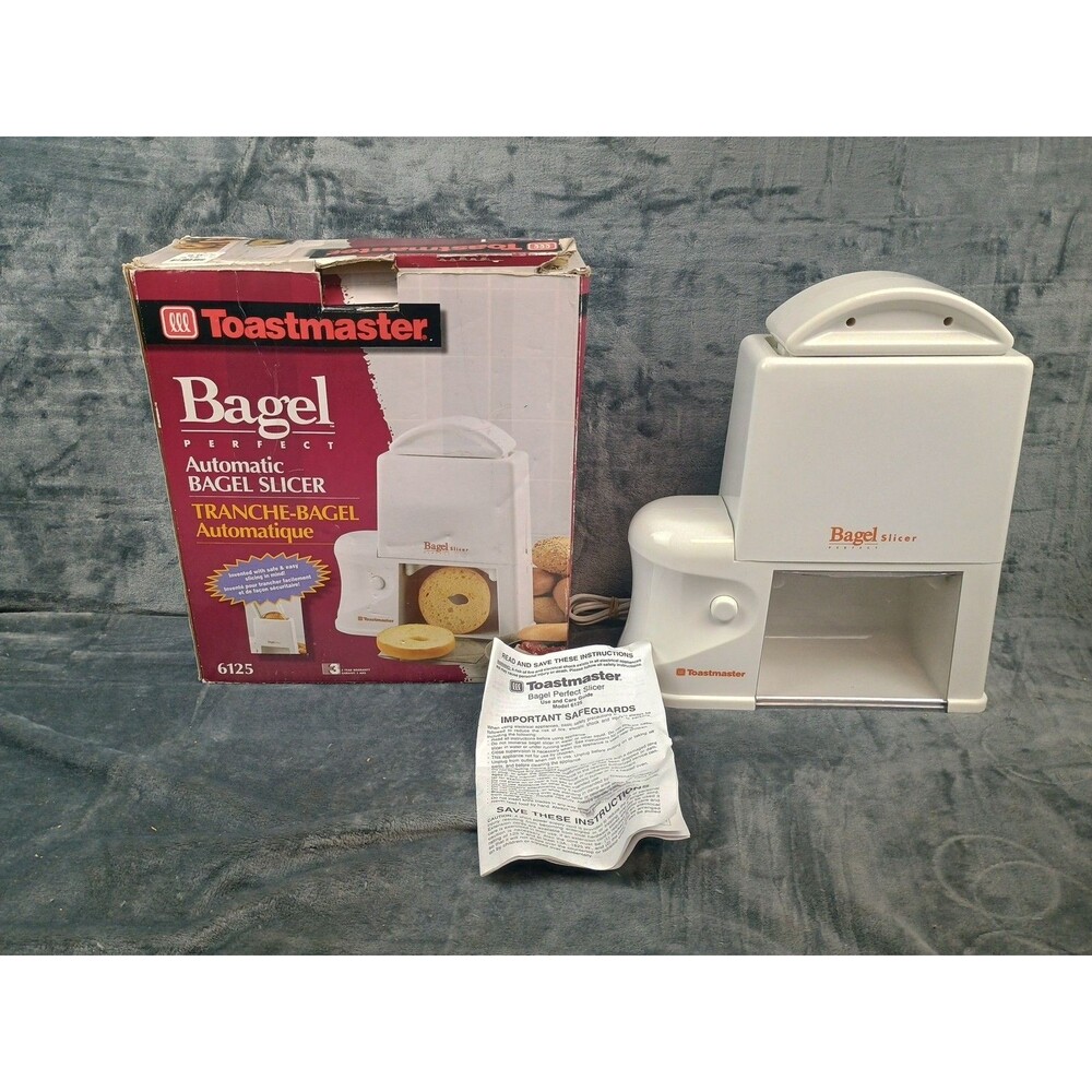 Toastmaster Bagel Perfect Electric Bagel Slicer Model 6125  with Box   Tested
